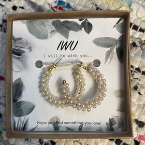 Pearl Bead Hoop Earrings